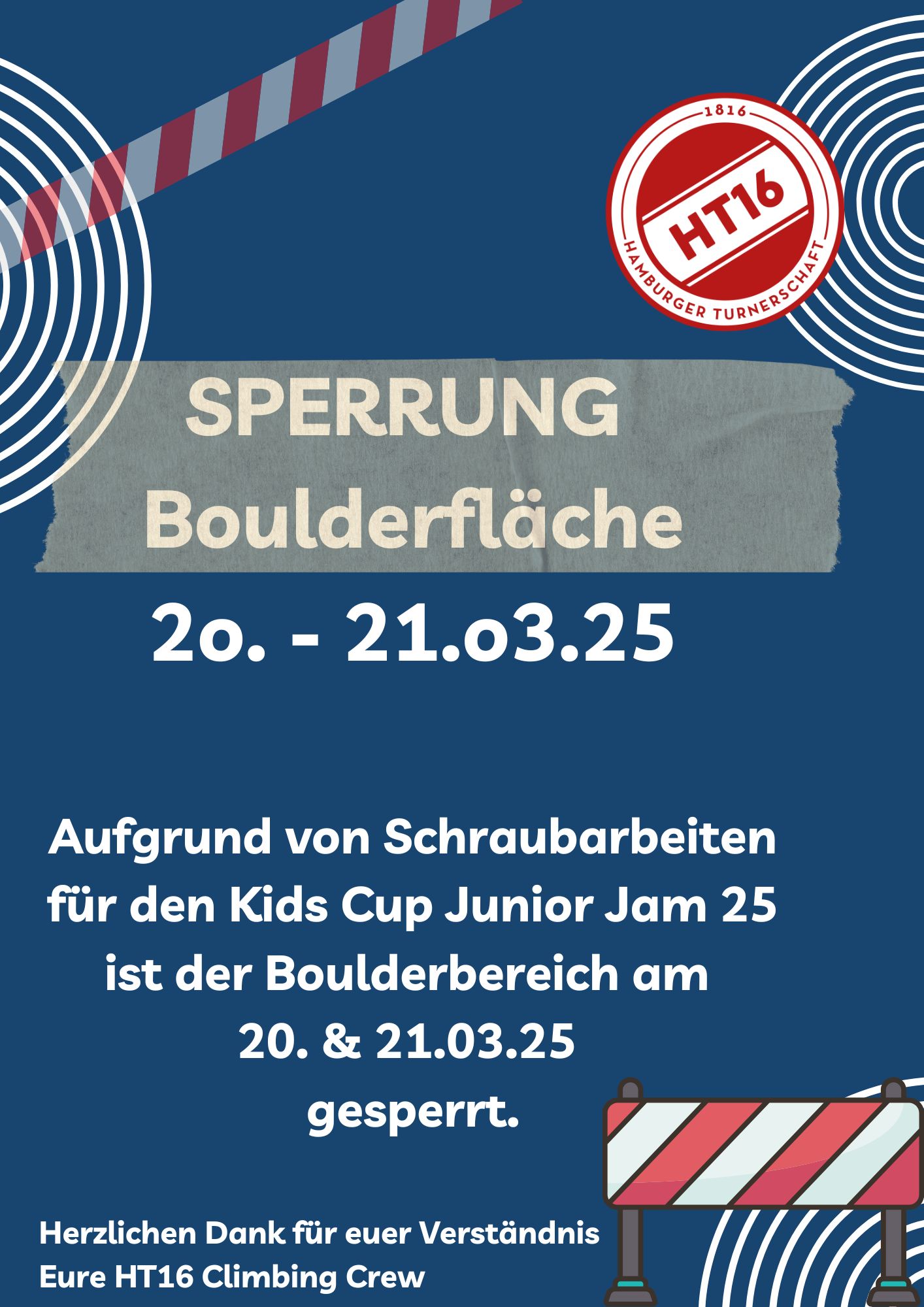 Sperrung Boulderfläche